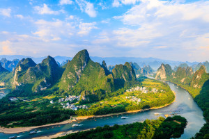 China Guilin Li River and Karst mountains aerial view Guangxi Province iStock 2238886649 web