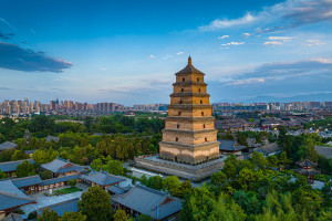 China Xian Giant Wild Goose Pagoda Xian Dayan Pagoda aerial iStock 2166532309