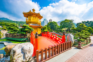 Golden pagoda of Nan lian garden in Hong Kong city shutterstock 562995049 c.Pickwiz