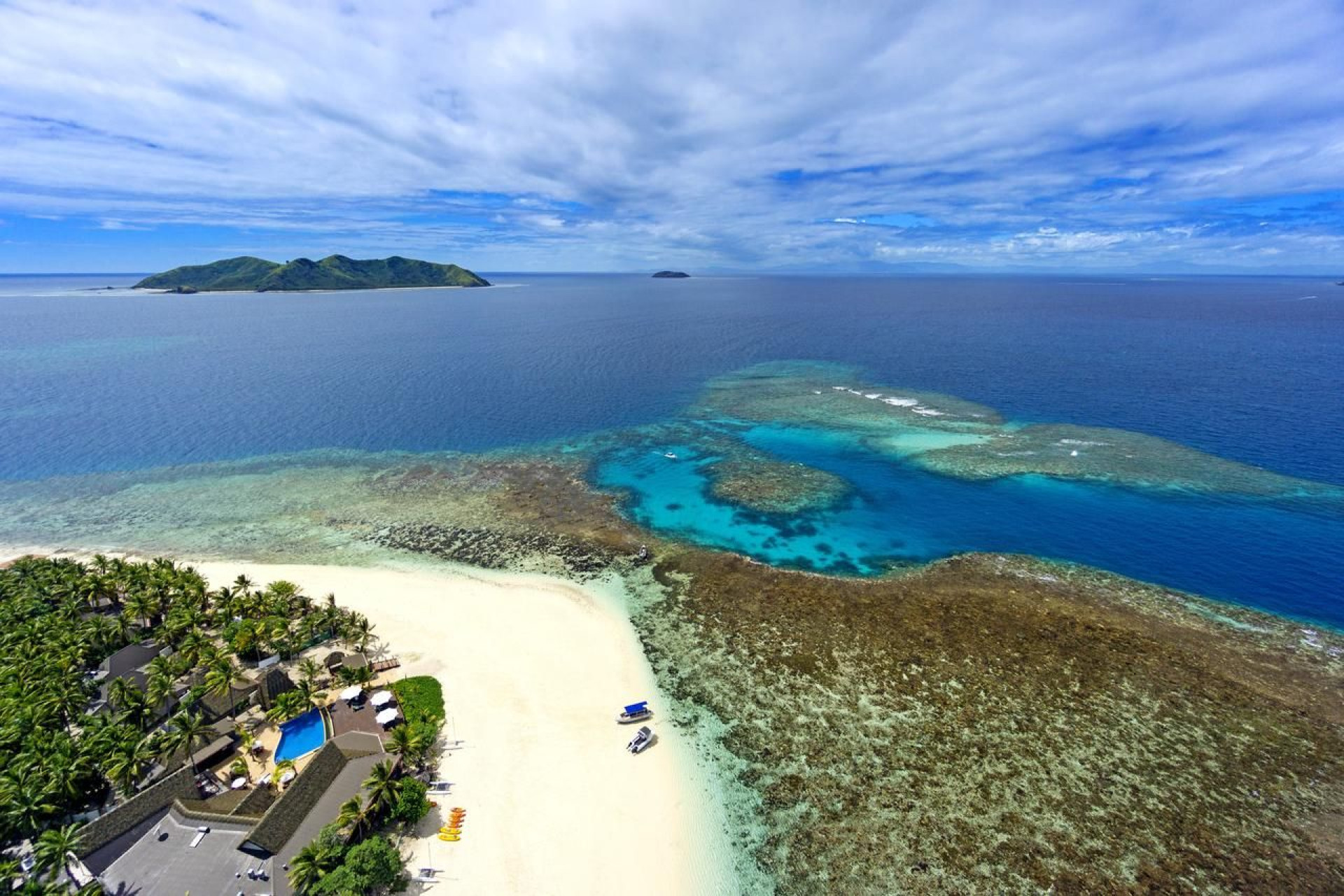 Matamanoa Island Resort Reef Aerial