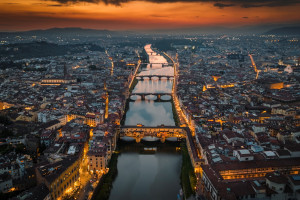 Florence Aerial view of Florence at dusk iStock 2220667213 Credit Schroptschop on iStock