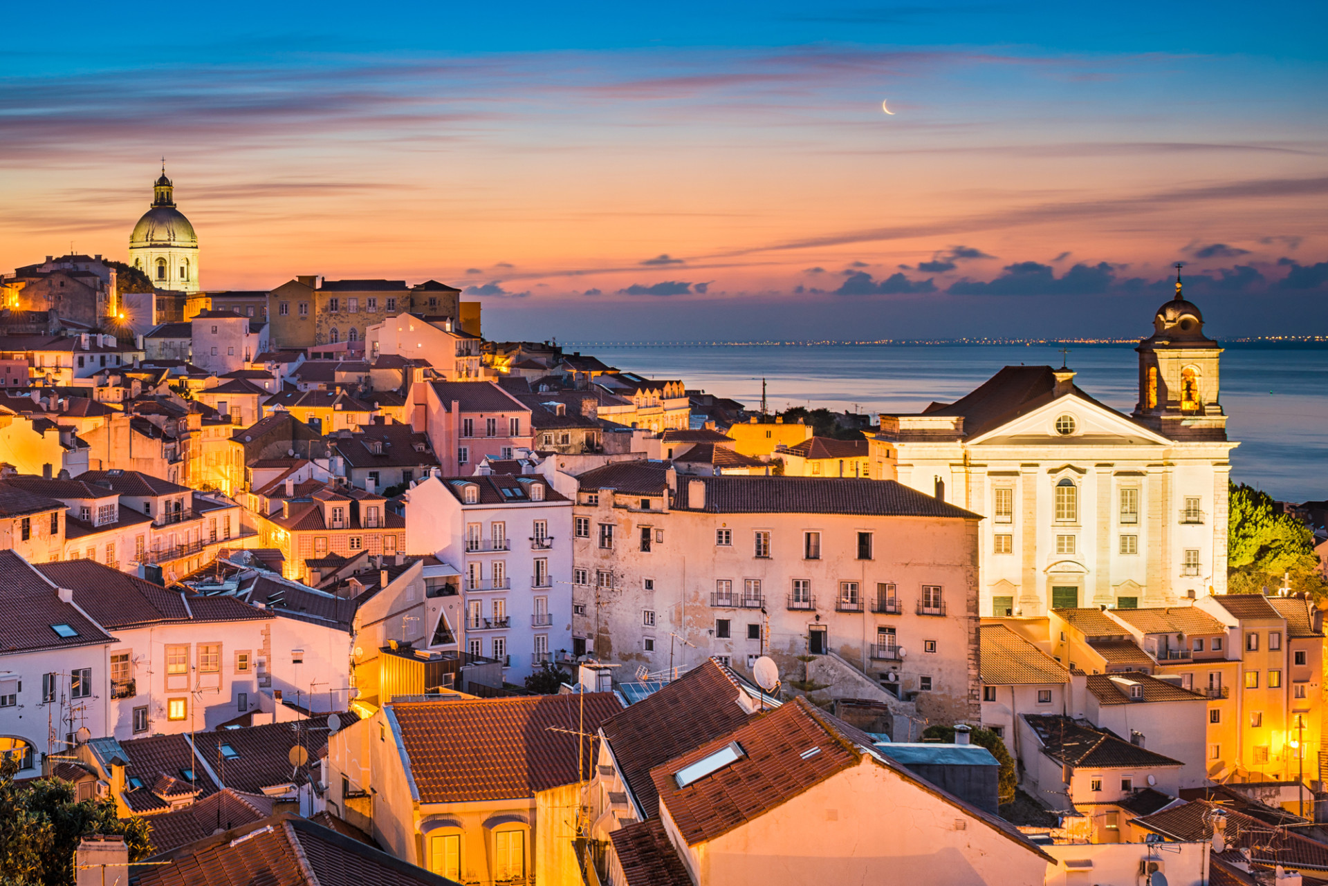 Lisbon skyline at sunset