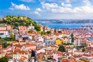 Lisbon skyline with Sao Jorge Castle Portugal iStock 936915366