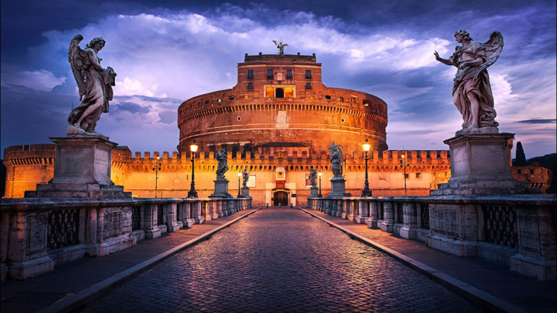 Castel SantAngelo and Ponte SantAngelo bridge Rome