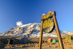 Kilimanjaro Karanga Camp view of Kibo with Uhuru Peak Mt Kilimanjaro Kilimanjaro National Park Tanzania iStock 623533418 web