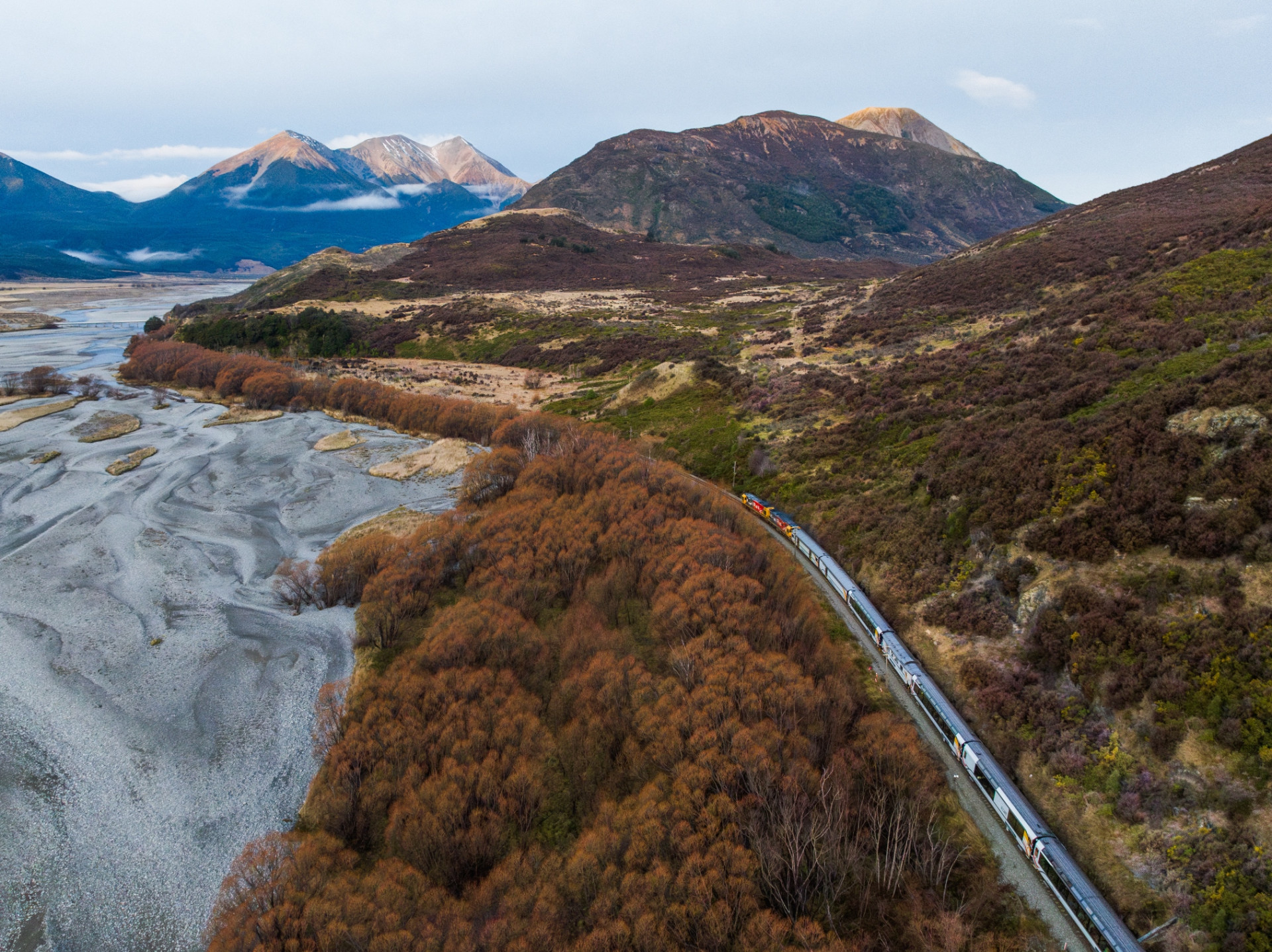 Aerial Tranzalpine c.Great Journeys of New Zealand