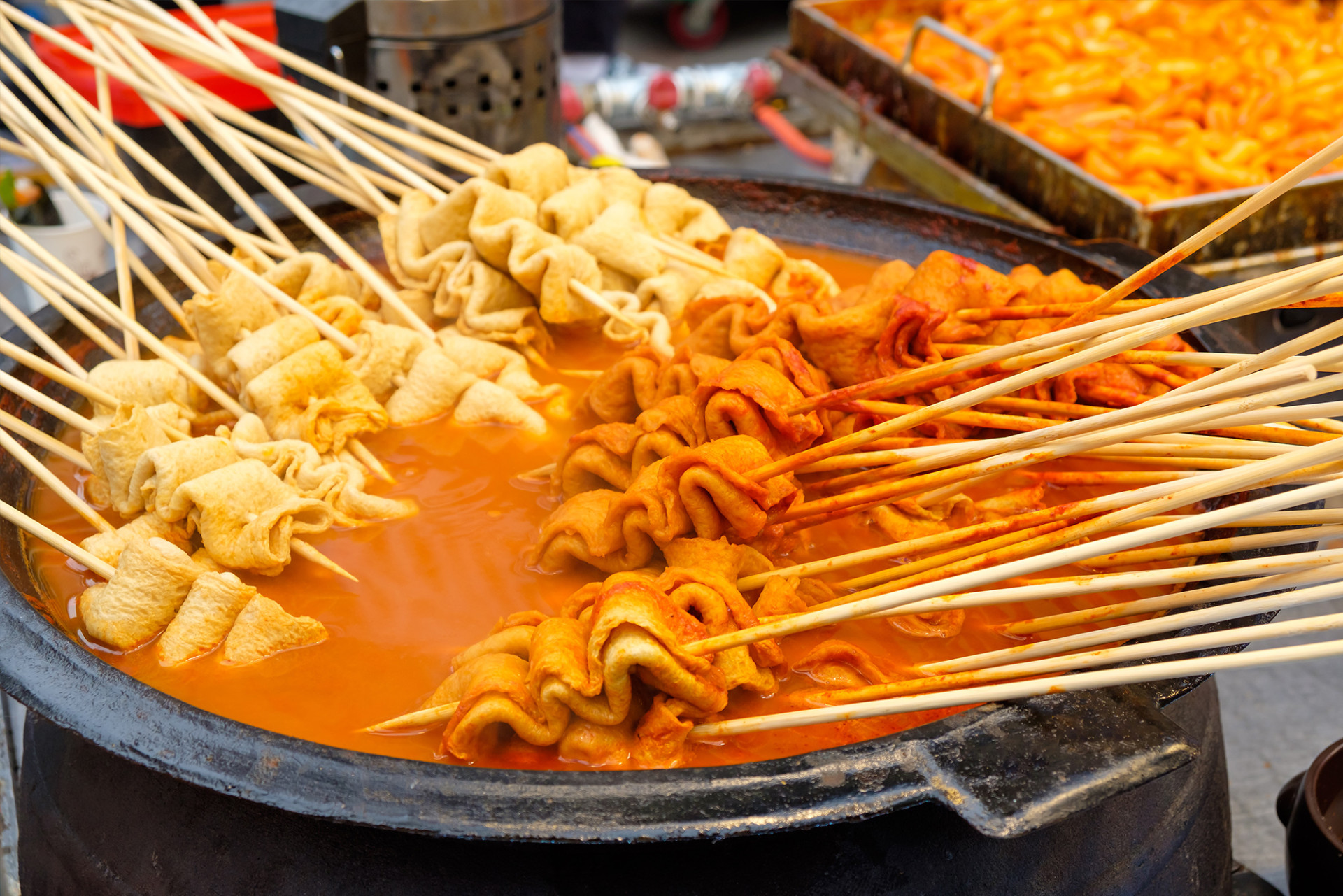 Odeng (fish cakes on skewers), Korean winter street food
